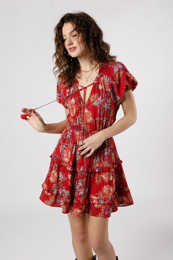 Connie Garnet Floral Mini Dress