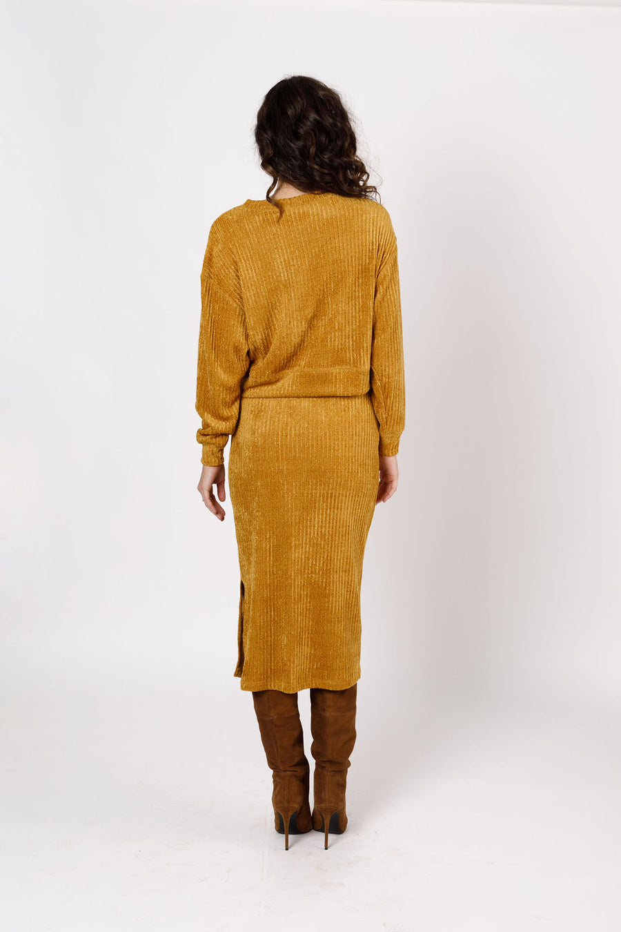 Russel Gold Ribbed Velvet Pullover