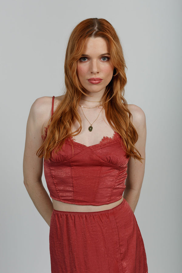Sheara Dusty Rose Cropped Tank Top