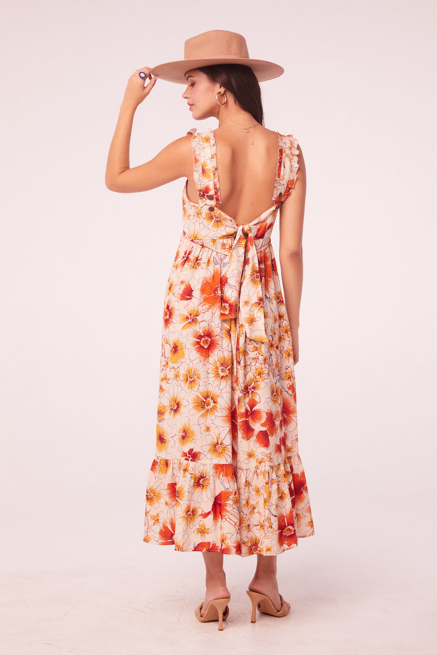 Sol Clay Floral Empire Waist Maxi Dress