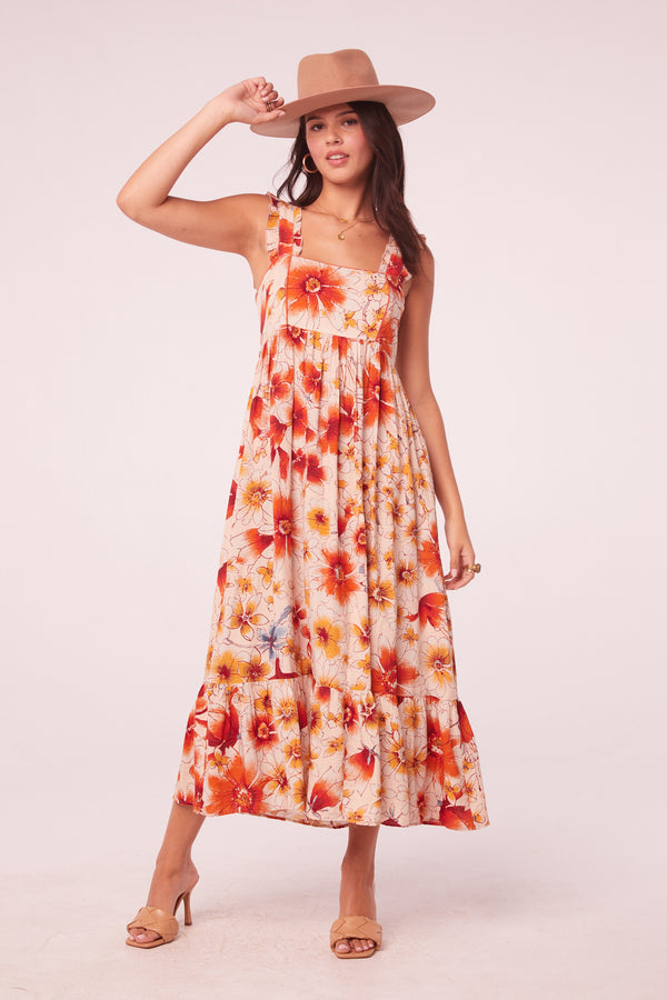 Sol Clay Floral Empire Waist Maxi Dress