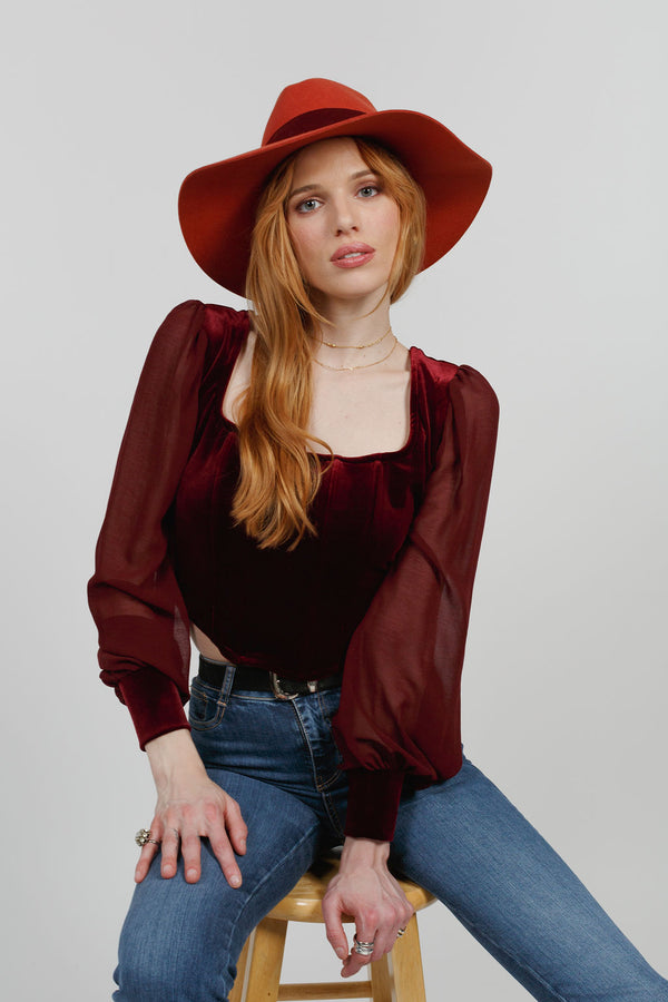 Tabitha Burgundy Long Sleeve Top