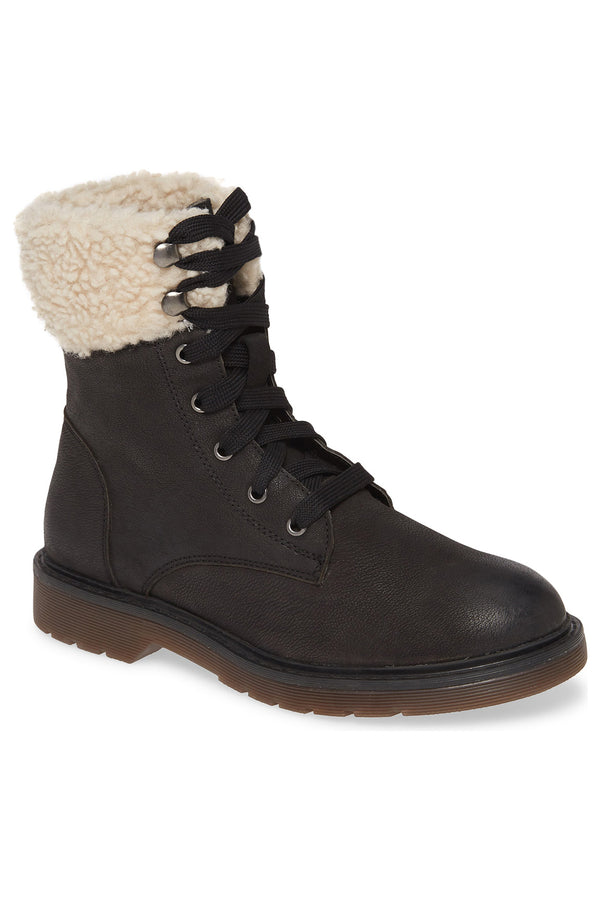 Dillon Black Fleece Cuff Lace Up Boot Master