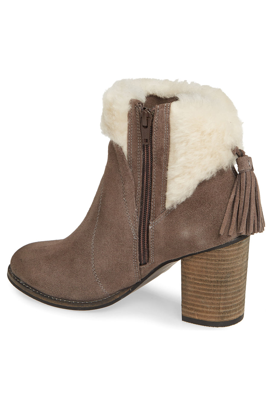Helena Grey Suede Shearling Cuff Bootie Master