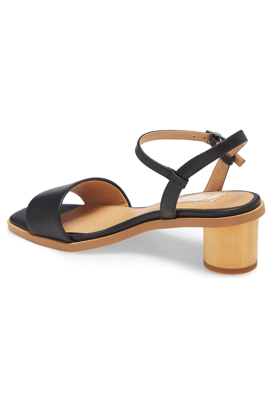 Topanga Black Vegan Leather Block Heel Sandal Master