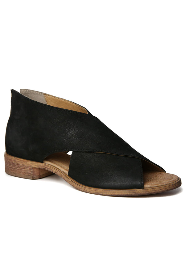Venice Black Leather Wrap Sandal